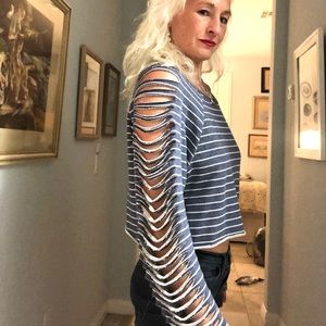 Amuse Society Cutout Crop Top Sweatshirt